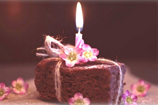 Kuchen mit Kerze
